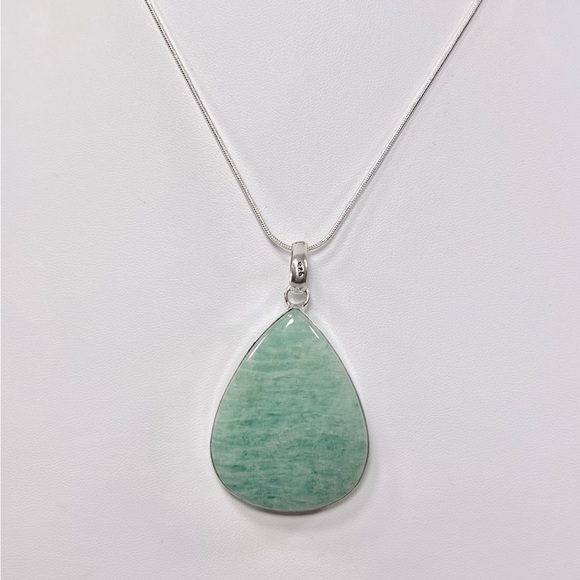 Amazonite Pear Shape 925 Gemstone Pendant - Picture 3 of 5